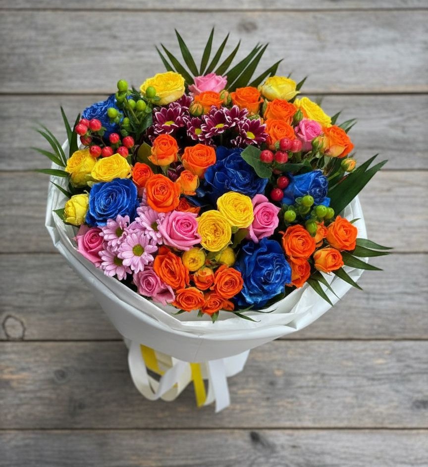 Букет цветов из: Розы и Хризантемы в Петропавловской Республики Чечня