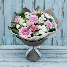 Букет цветов из:  Герберы, Альстромерии и Хризантемы #REPLACE_PRED# Петропавловской Республики Чечня