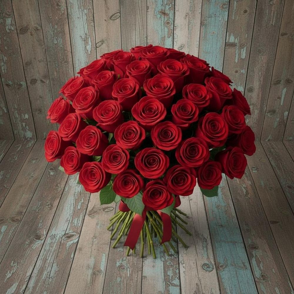 Букет 55 Красных роз Фридом в Петропавловской Республики Чечня