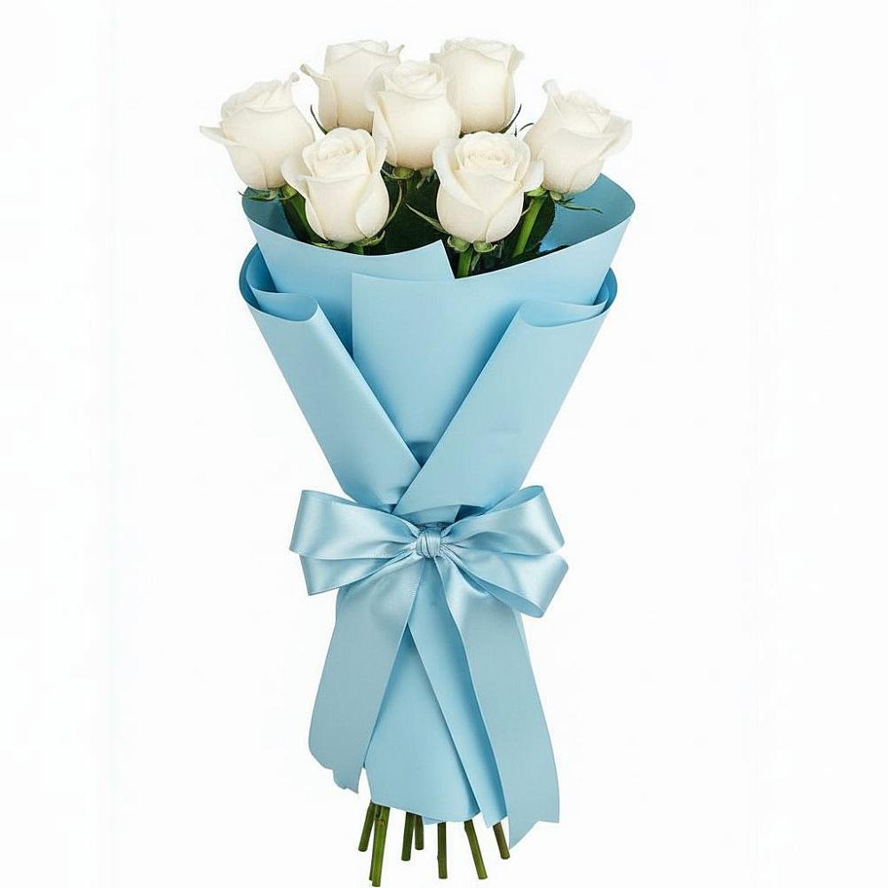 Букет 7 белых роз Проуд в Петропавловской Республики Чечня