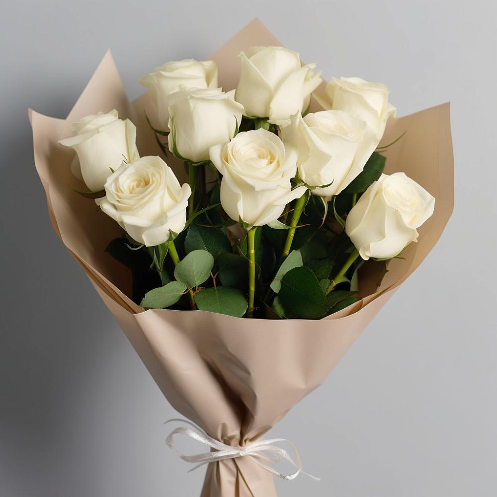 Букет 9 Белых роз Эдлесс Лав в Петропавловской Республики Чечня