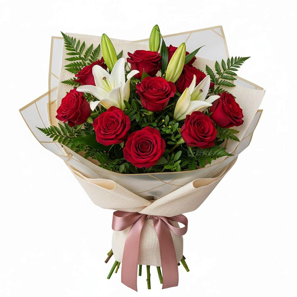 Букет цветов из: Лилии и Розы в Петропавловской Республики Чечня