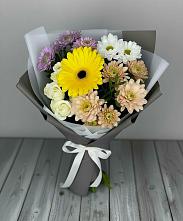 Букет цветов из:  Розы, Герберы и Хризантемы в Петропавловской Республики Чечня