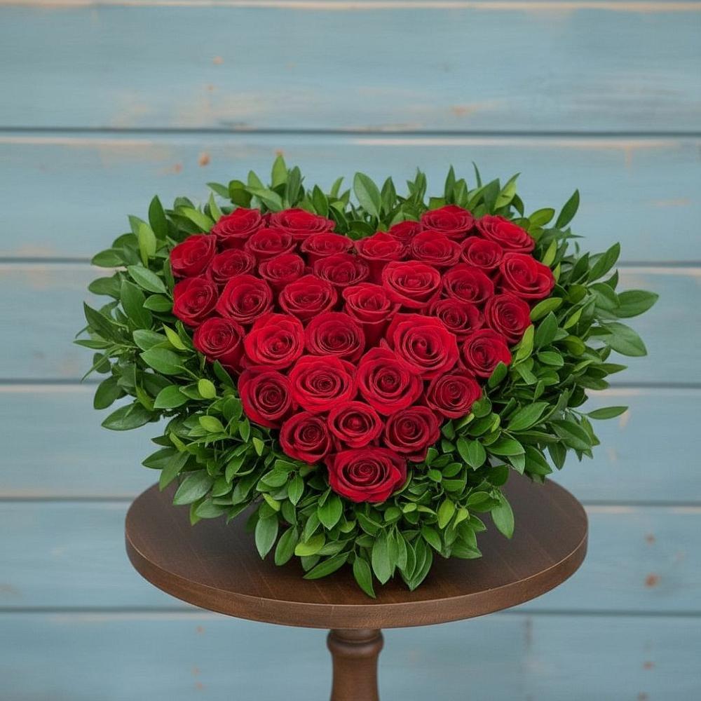 Цветочная композиция из Розы в виде сердца в Петропавловской Республики Чечня