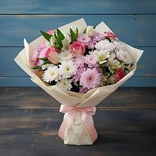 Букет цветов из:  Хризантемы, Альстромерии и Розы #REPLACE_PRED# Петропавловской Республики Чечня