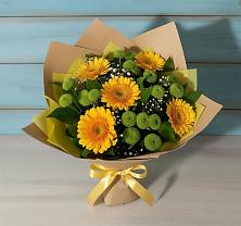 Букет цветов из:  Герберы и Хризантемы в Петропавловской Республики Чечня