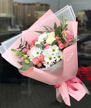 Букет цветов из:  Розы, Лизиантусы и Хризантемы в Петропавловской Республики Чечня
