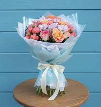 Букет цветов из:  Хризантемы и Розы в Петропавловской Республики Чечня