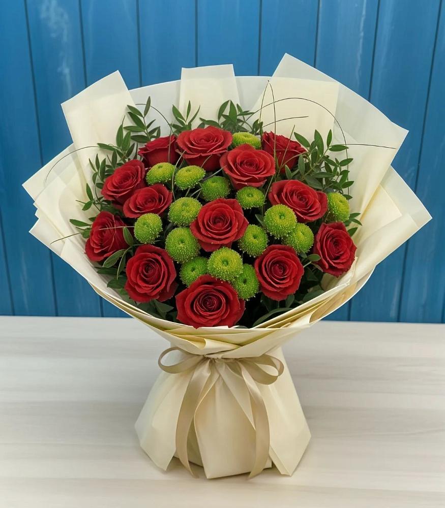 Букет цветов из: Розы и Хризантемы в Петропавловской Республики Чечня