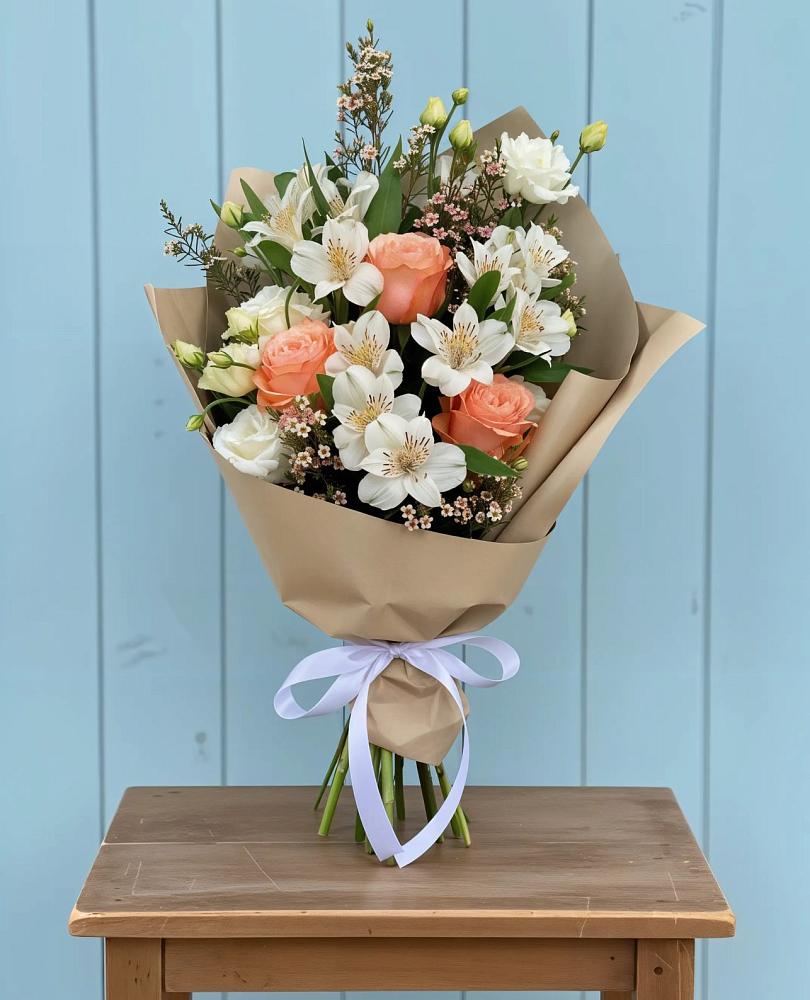 Букет цветов из: Альстромерии, Лизиантусы, Розы и Хризантемы в Петропавловской Республики Чечня