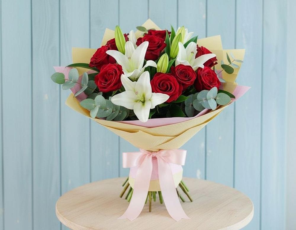 Букет цветов из: Лилии и Розы в Петропавловской Республики Чечня